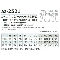 アイトス AITOZ AZ-2521 秋冬用 カーゴパンツ（ノータック）男女兼用 帯電防止素材ポリエステル90％・綿10％全5色 3S-6L