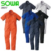 作業服 半袖作業服つなぎ 桑和SOWA 39017 混紡素材 制電性素材 ソフト加工 イージーケア