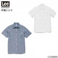 ユニフォーム Lee リー  メンズシャンブレー半袖シャツ LCS46005 メンズ  サービスS- XXL