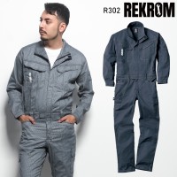 作業服 つなぎ・続服 REKROM(レクロム)  長袖つなぎ服 R302 メンズ  作業着SS- 5L