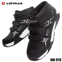 安全靴 ユニワールド 安全スニーカー AW-970 エアウォーク AIRWALK ハイカット・ミッドカット マジック 耐滑 メンズ 作業靴 25cm-28cm